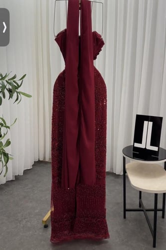 فستان سهره توب مشغول لون عودي