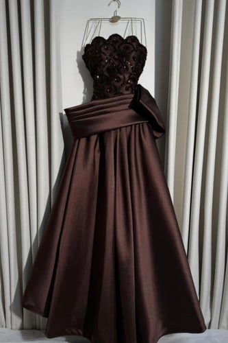 فستان سهرة اوف شولدر لون بني