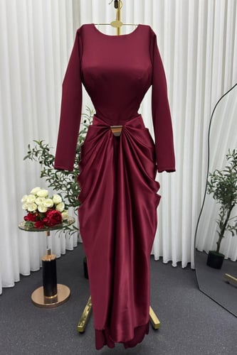 فستان ناعم اوف شولدر لونين عودي و بني