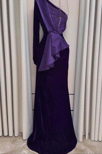 فستان سهرة أنيق شتوي لون ليلكي