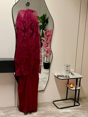 فستان سهرة أنيق شتوي لون عودي