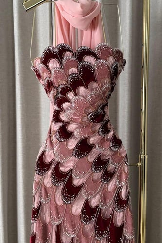 فستان سهره ناعم توب لون لحمي