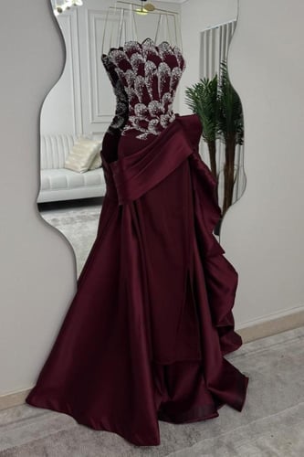 فستان سهر اوف شولدر لون عودي