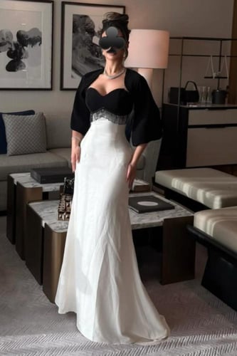 فستان سهرة ثنائي اللون كورسيه فاخر