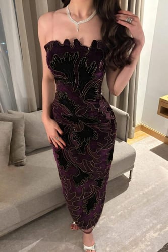 فستان سهره توب بالون ليلكي