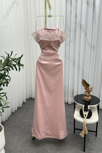 فستان سهره أوف شولدر لون لحمي