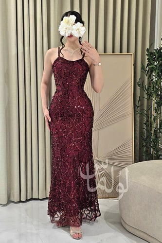 فستان سهره توب بالحبال لون برغندي