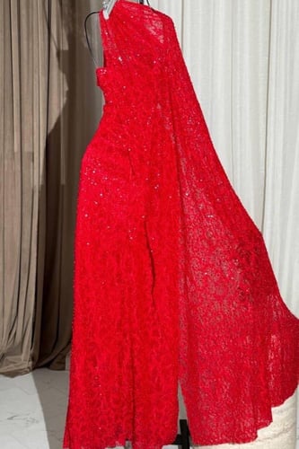 فستان سهره أوف شولدر بالونين تيفاني و احمر