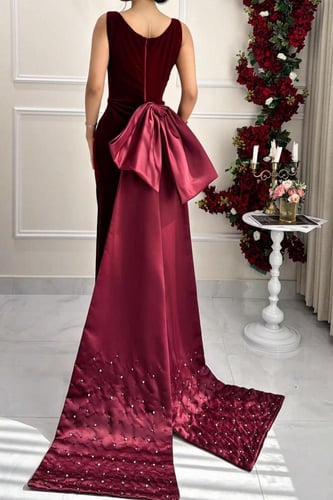 فستان سهر اوف شولدر لون عودي