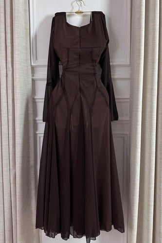 فستان أوف شولدر لون بني