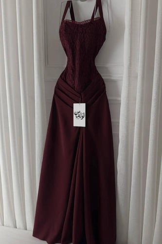 فستان سهره توب بحبال لون خمري