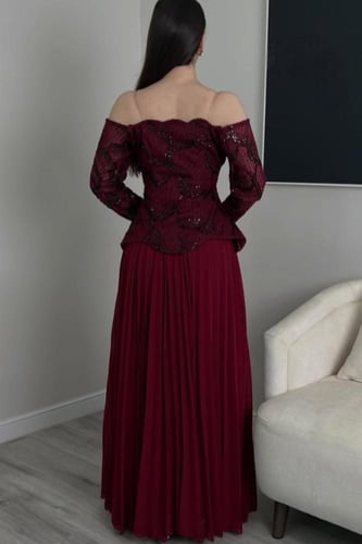 فستان سهرة أنيق بعدة الوان عودي و بني و موف