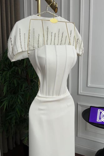 فستان اوف شولدر لون ابيض