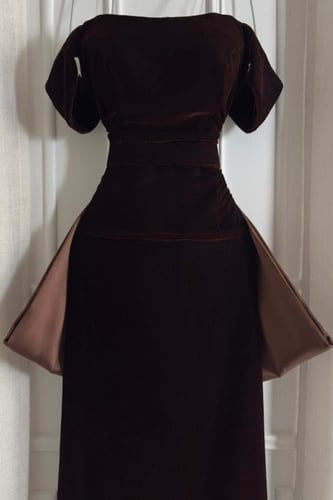 فستان سهرة أوف شولدر لون بني