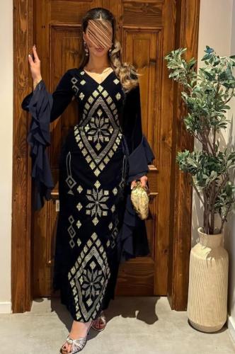 جلابية اوف شولدر لون كحلي