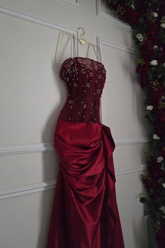 فستان سهره اوف شولدر مزين بالفصوص لونين