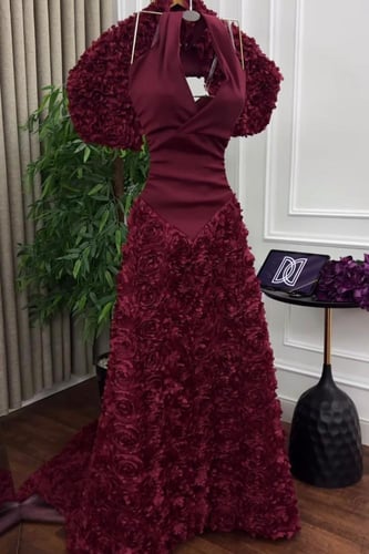 فستان سهره قطعتين موردة لونين