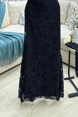 فستان سهره توب بأكمام منفصلة لون أسود