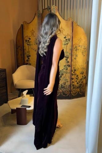 فستان سهرة أنيق شتوي لون عودي