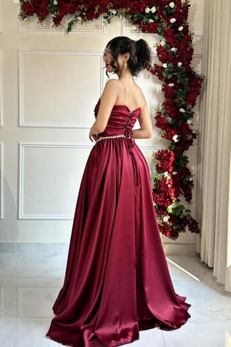 فستان سهر اوف شولدر لون عودي