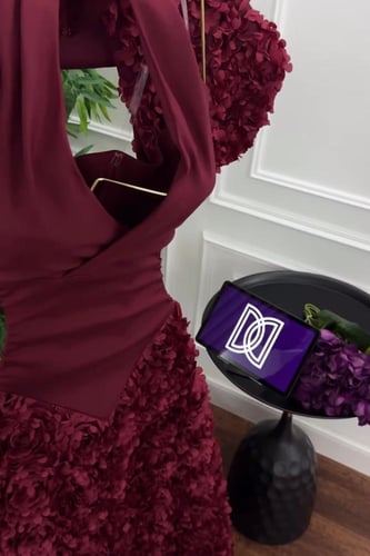 فستان سهره قطعتين موردة لونين