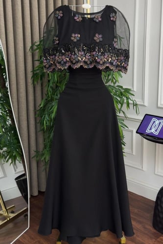 فستان سهرة أوف شولدر لون اسود