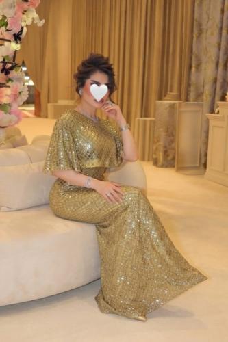 فستان سهرة ماسك ترتر - ذهبي