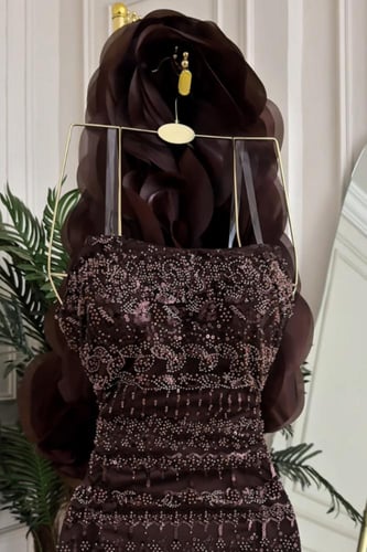 فستان سهره أوف شولدر با لون بني