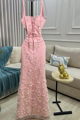 فستان سهره أوف شولدر بالون وردي