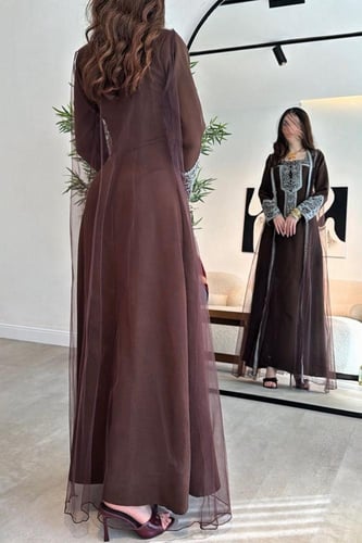 جلابية ناعم من قطعتين لونين اسود و بني