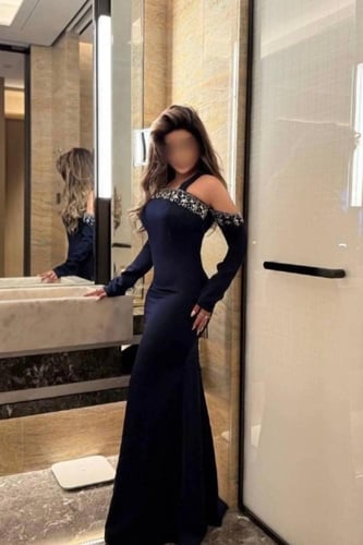 فستان سهرة اوف شولدر بأكمام طويلة دانتيل لون كحلي...