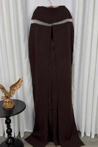 فستان ناعم اوف شولدر لونين بني و عودي