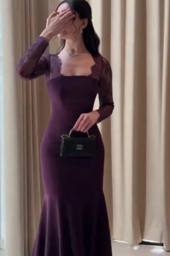 فستان أوف شولدر لون موف