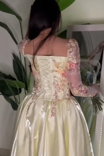 فستان سهرة اوف شولدر لون سكري