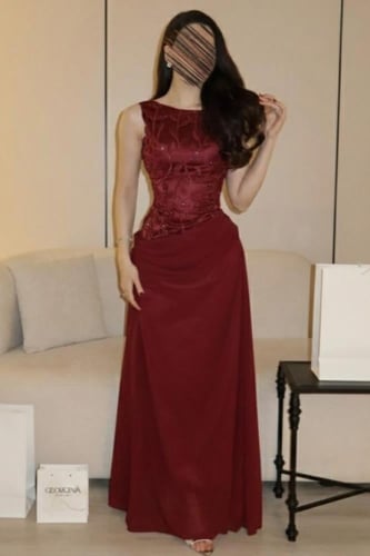 فستان سهر اوف شولدر بلونين عودي و وردي فاتح