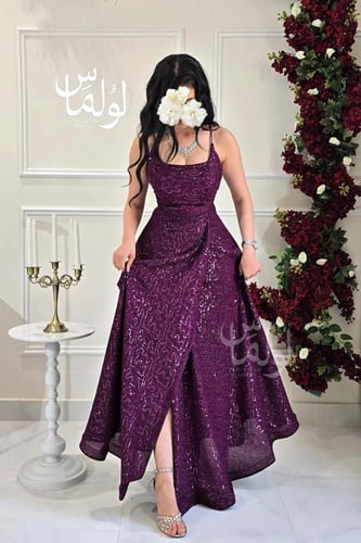 فستان سهره توب بالحبال لون بنفسجي داكن