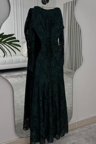 فستان ناعم اوف شولدر بلون زيتي