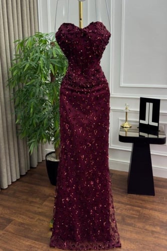 فستان سهرة مشغول لونين