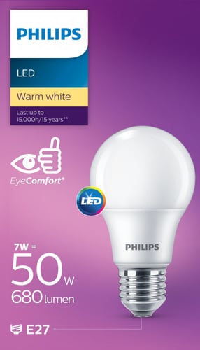 مصباح لمبة ليد عادي ابيض دافئ 7 واط - GEN5 PHI-929...