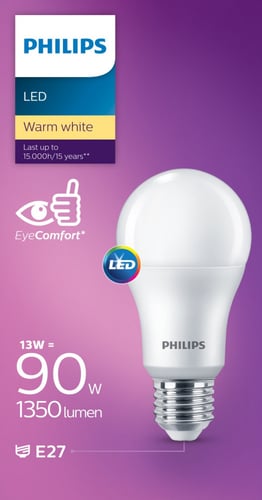 مصباح لمبة ليد عادي ابيض دافئ 13 واط - GEN5 PHI-92...