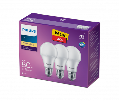 علبة توفير لمبة ليد عدد ثلاثة ابيض دافئ 11 واط (GE...