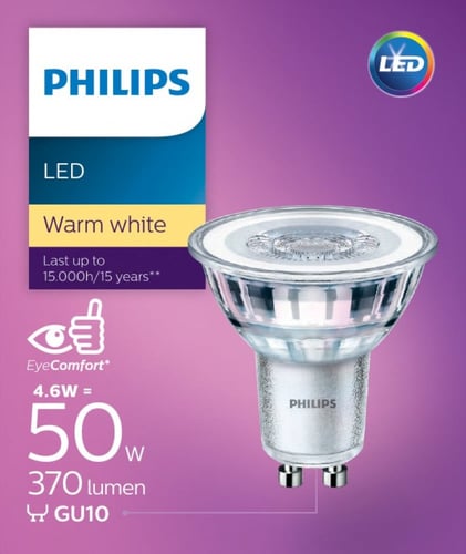 اسبوت (ليد) كلاسيكي قاعدة GU10 ابيض دافئ 5 واط - P...