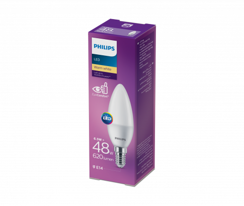 مصباح (ليد) شمعه عادي اصفر 6.5 واط مثلج - PHI-9290...