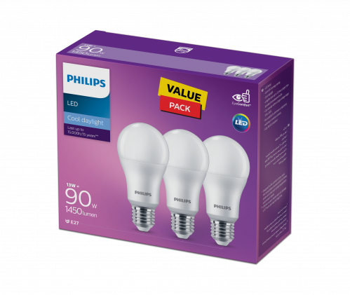 علبة توفير لمبة ليد عدد ثلاثة ابيض مزرق 13 واط (GE...