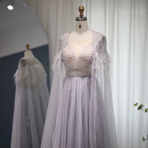 فستان رصاصي انيق R046
