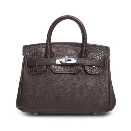 20cm -Croc Birkin - coffee
