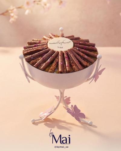 ويفر صحن فراشة وردي