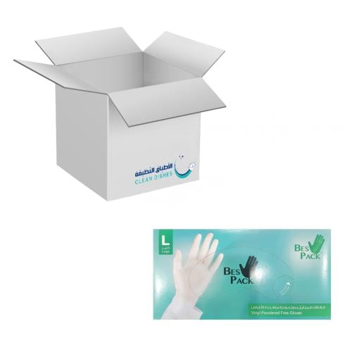 كرتون | Bes Pack | قفازات فينيل بدون بودرة مقاس (...