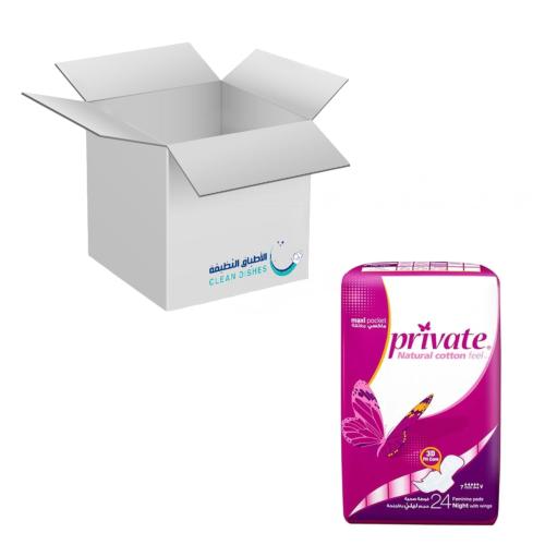 كرتون | برايفت | فوط صحية ليلية بالأجنحه - 24 فوطة...
