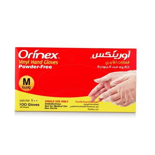 أورينكس | قفازات فينيل خالية من البودرة مقاس M - (...